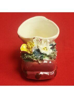 Vintage Ceramic Floral Shoe Boot Planter Figurine Made in Italy
